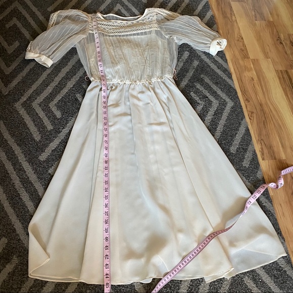 SOLD Vintage Sheer Puff Sleeve Dress - Picture 15 of 16